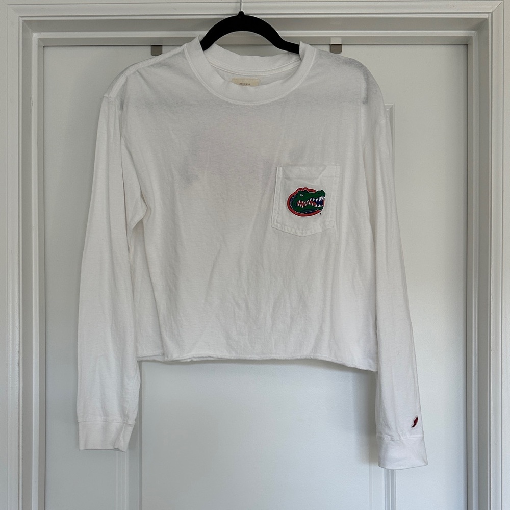 Gators League White Crop Top with Gators Logo - UF